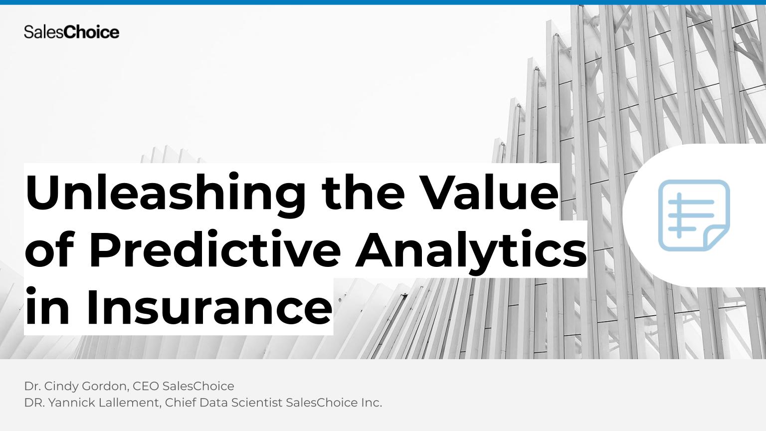 White paper: Unleashing the Value of Predictive Analytics in Insurance